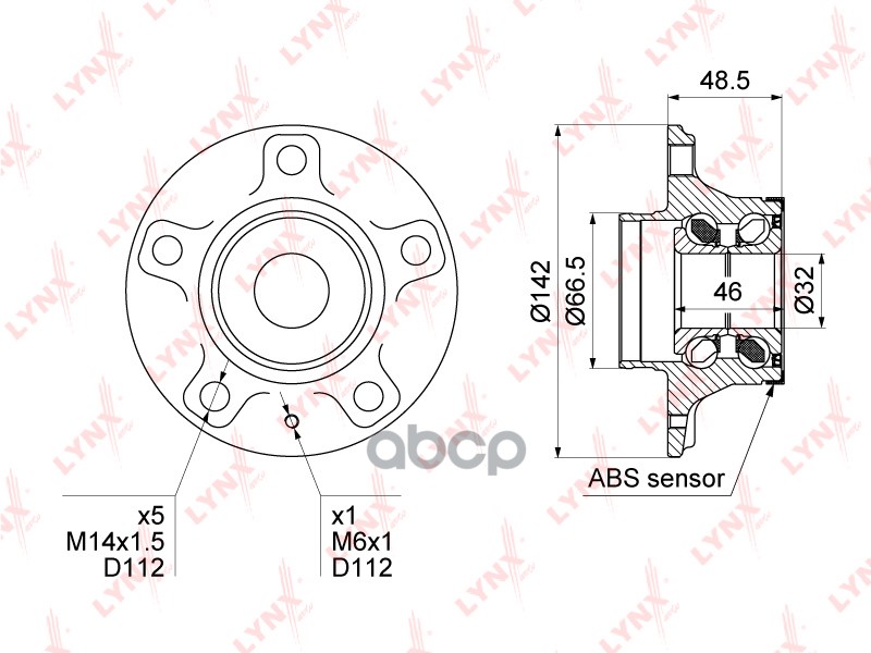 Ступица задняя в сборе L=R AUDI A4/A5/A6 07-> LYNXauto WH-1004 LYNXauto арт. WH-1004