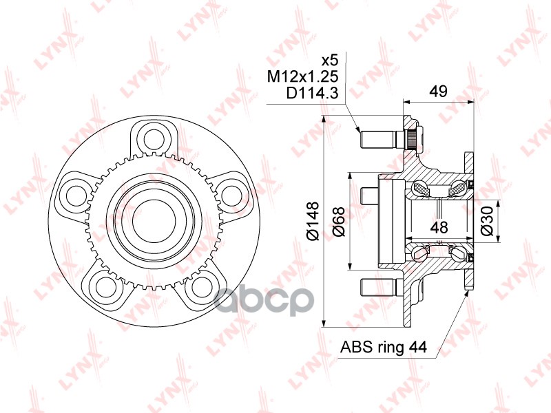 Ступица задняя в сборе NISSAN Primera(P12) 1.6-2.2D 02> LYNXauto арт. wh-1048