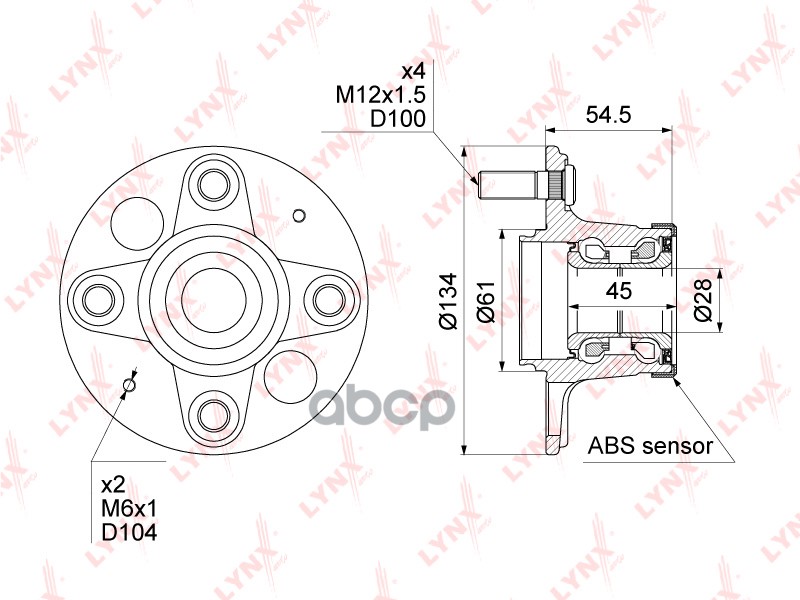 Ступица Задняя В Сборе L=R Honda Jazz Ii/Iii 02-> Lynxauto Wh-1079 LYNXauto арт. WH-1079
