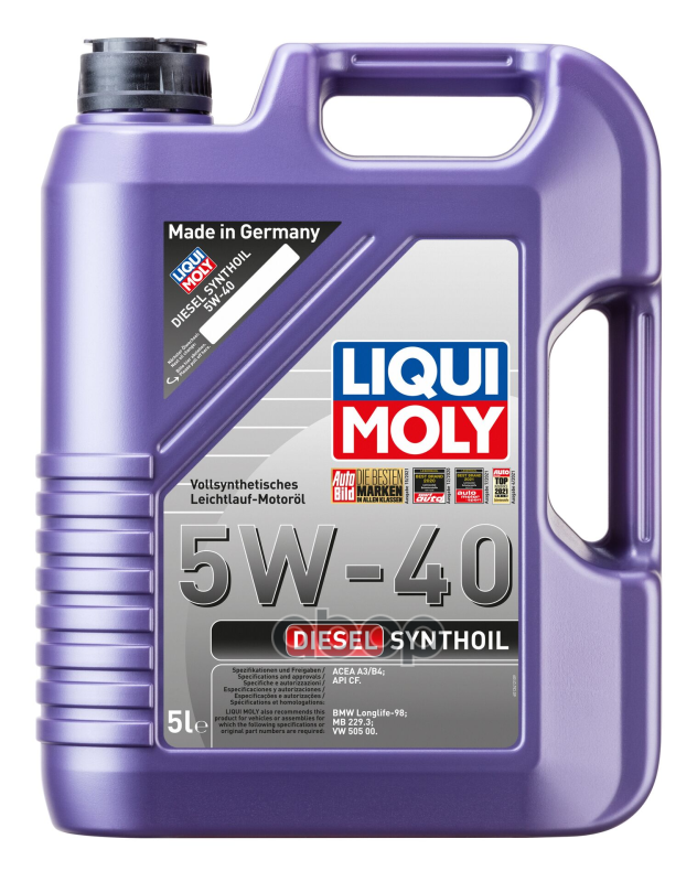 LIQUI MOLY Масло моторное синтетическое Diesel Synthoil 5W-40 CF A3/B4 5л (1927) 1341