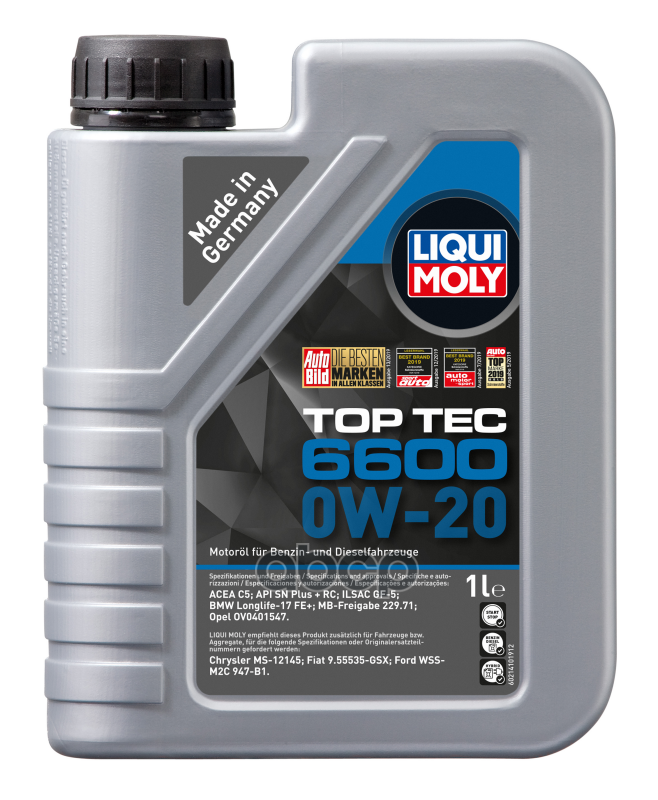 LIQUI MOLY Масло моторное синтетическое НС-Top Tec 6600 0W-20 SP C6/C5 GF-6A 1л 21410