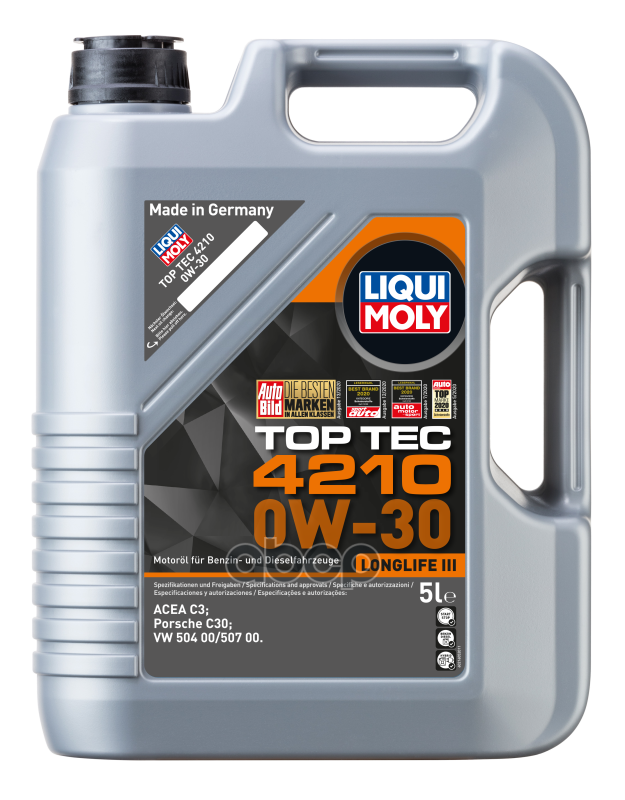LIQUI MOLY Масло Моторное Синт Top Tec 4210 0W-30 C3 504.00/507.00 (5Л) 21605