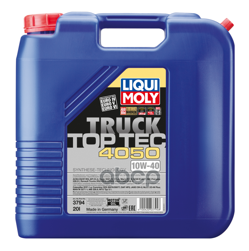 Liqui moly Масло Моторное 10W40 Top Tec Truck 4050 Ci-4 E6/E7/E9 20L