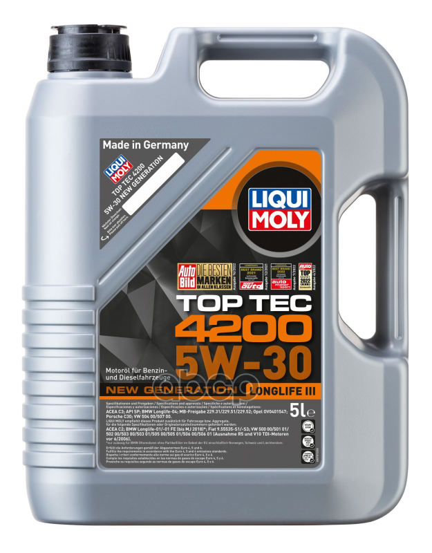 LIQUI MOLY Масло моторное синтетическое НС-Top Tec 4200 5W-30 New Generation SP C3 5л (7661) 8973