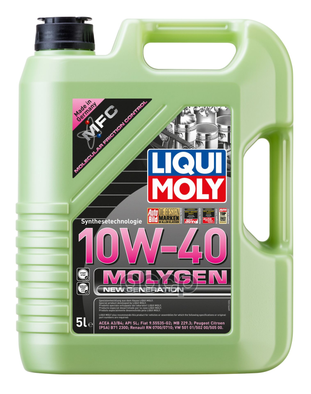 LIQUI MOLY 10W-40 Molygen New Generation, Api Sn/Сf, 5Л (Нс-Синт.мотор.масло)