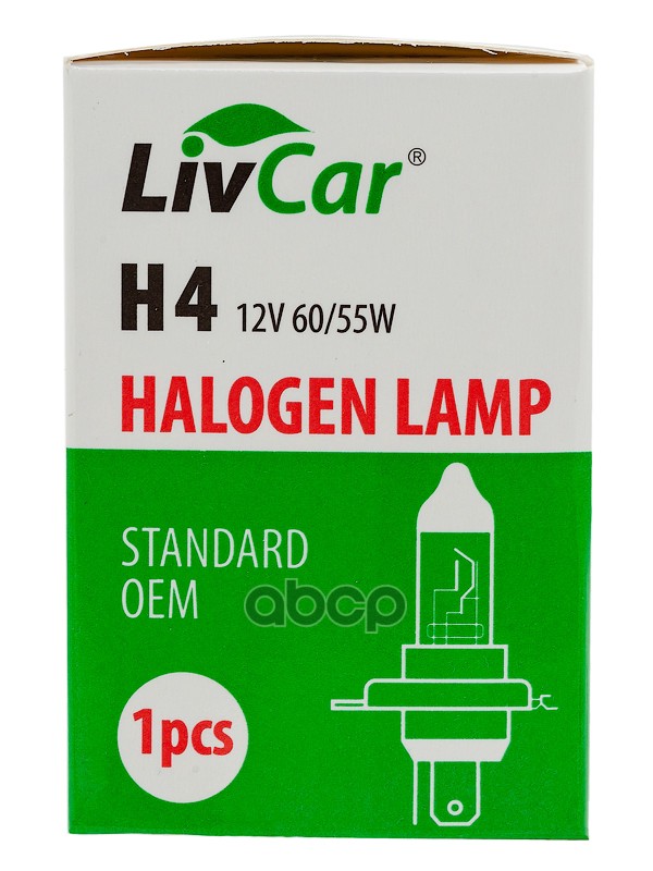 Лампа галогенная LivCar H4 12V 60/55W Standart OEM (1шт) LivCar арт. lc-h4