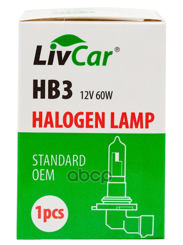Лампа галогенная LivCar HB3 12V 60W Standart OEM  (1шт) LivCar арт. lc-hb3