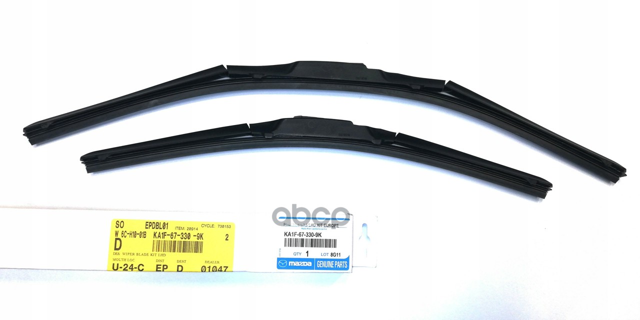 Щетка стеклоочистителя 600/450 мм бескаркасная комплект 2 шт MAZDA AERO KA1F-67-3309K MAZDA арт. KA1F-67-3309K