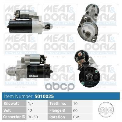 Стартер 12V 1 7KW Mercedes C (W203)  E (W211 W212) MEAT & DORIA арт. 5010025