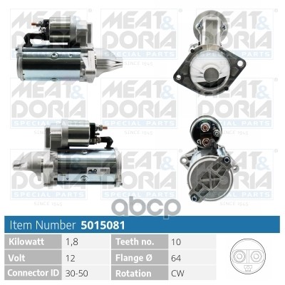 Стартер 12V 1 8Kw Opel Corsa C (X01)  Meriva (X03) 1.3 Cdti MEAT & DORIA арт. 5015081