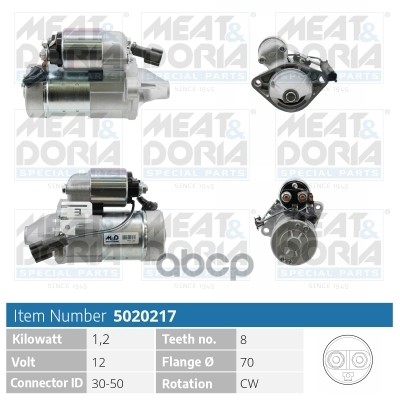 Стартер 12V 1 2Kw Nissan Primera (P11) 1.6/1.8 MEAT & DORIA арт. 5020217