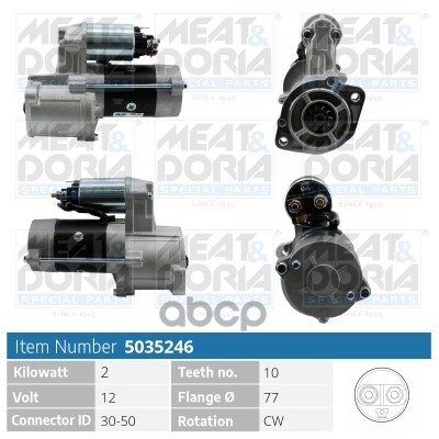 Стартер 12V 2Kw Mitsubishi Colt Ii  Lancer Iv MEAT & DORIA арт. 5035246