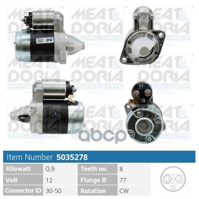 Стартер 12V 0 9KW Hyundai Accent I/II  Mitsubishi Galant IV MEAT & DORIA арт. 5035278