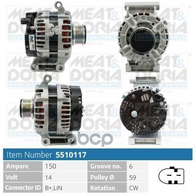 Генератор 14V 150A Citroen Jumper  Ford Transit (FD) MEAT & DORIA арт. 5510117