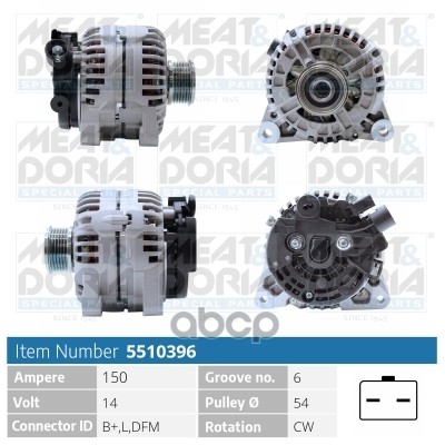 Генератор 14V 150A Fiat Scudo (270)  Citroen Berlingo (M) MEAT & DORIA арт. 5510396
