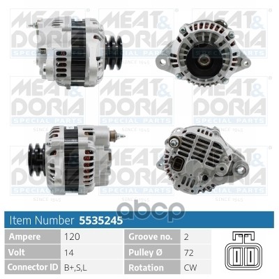Генератор 14V 120A Mitsubishi Pajero III 3.2 D MEAT & DORIA арт. 5535245