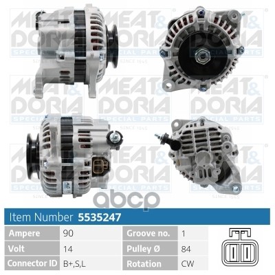 Генератор 14V 90A Nissan Almera II  X-Trail (T30) 2.2 dCi MEAT & DORIA арт. 5535247