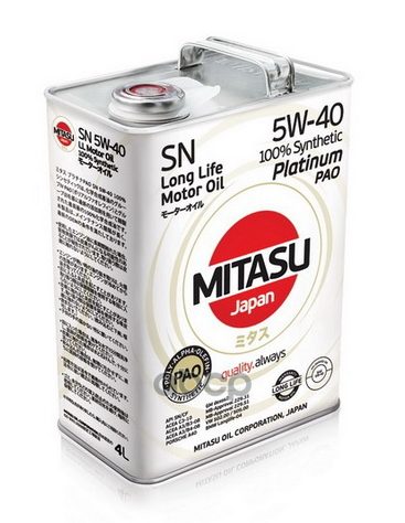 MITASU MITASU PLATINUM PAO SN 5W-40 Dexos 2  Масло моторное синтетическое -- 4 л.  MJ-112-4 MJ1124