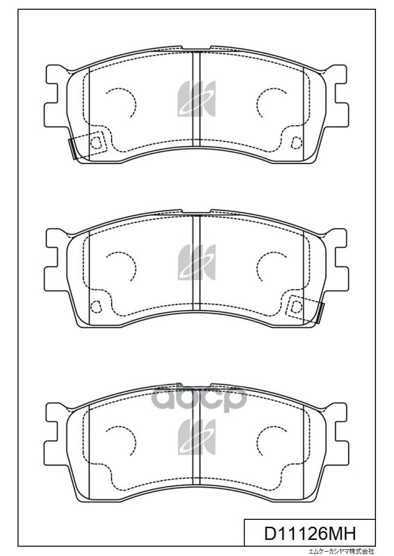 Колодки тормозные дисковые + противоскрипные пластины HYUNDAI MK KASHIYAMA арт. d11126mh