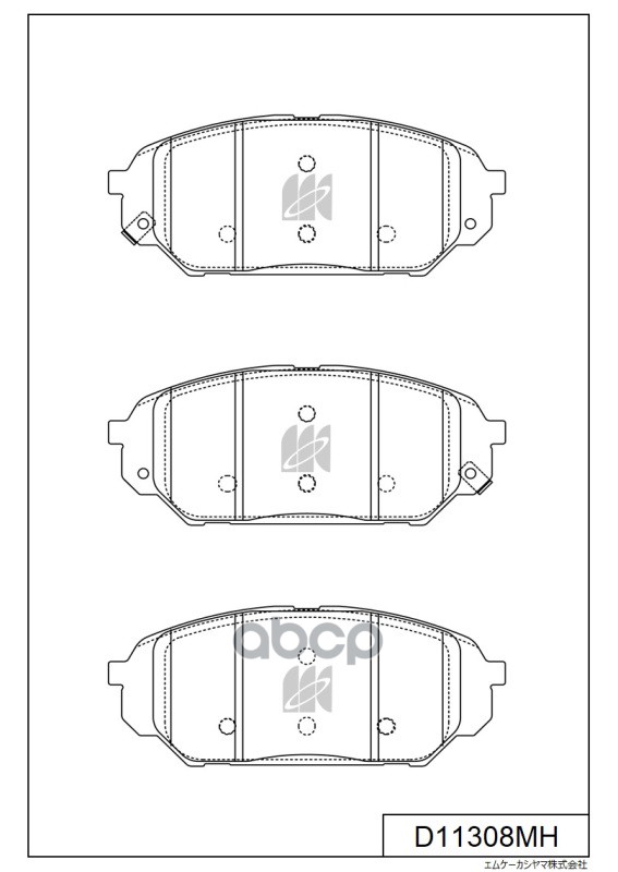 Колодки тормозные дисковые + противоскрипные пластины HYUNDAI MK KASHIYAMA арт. d11308mh