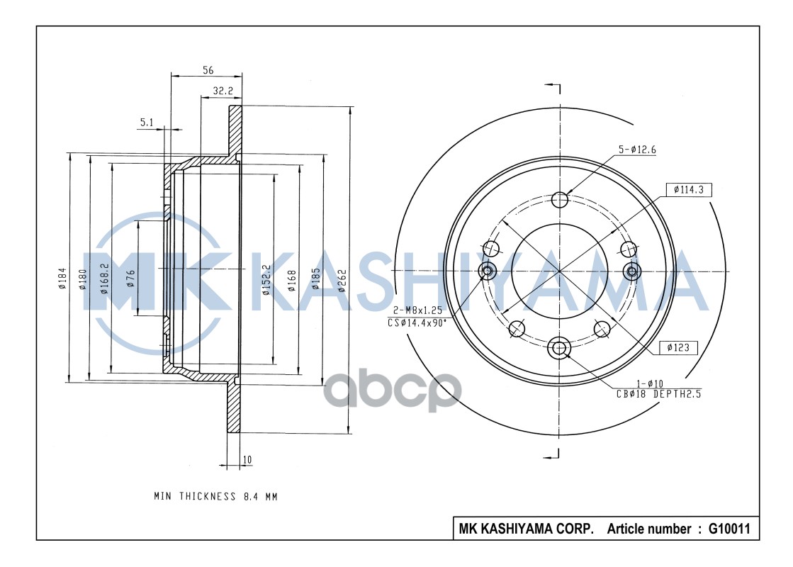 Диск тормозной задний HYUNDAI i30/ix35/KIA CEED/SPORTAGE G10011 MK KASHIYAMA арт. G10011
