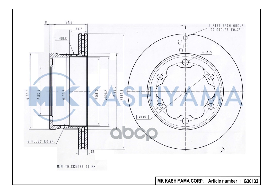 Диск тормозной задний MERCEDES BENZ Sprinter Classic W909 (13-) / Sprinter (4t) 2.3/2.8D 9506/VW LT 28-46 2.5D G30132 MK KASH...
