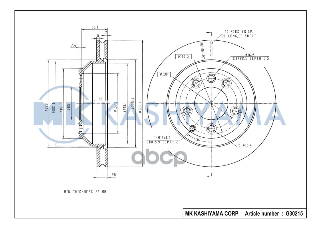 Диск тормозной задний AUDI Q7/VW TOUAREG/PORSCHE CAYENNE G30215 MK KASHIYAMA арт. G30215