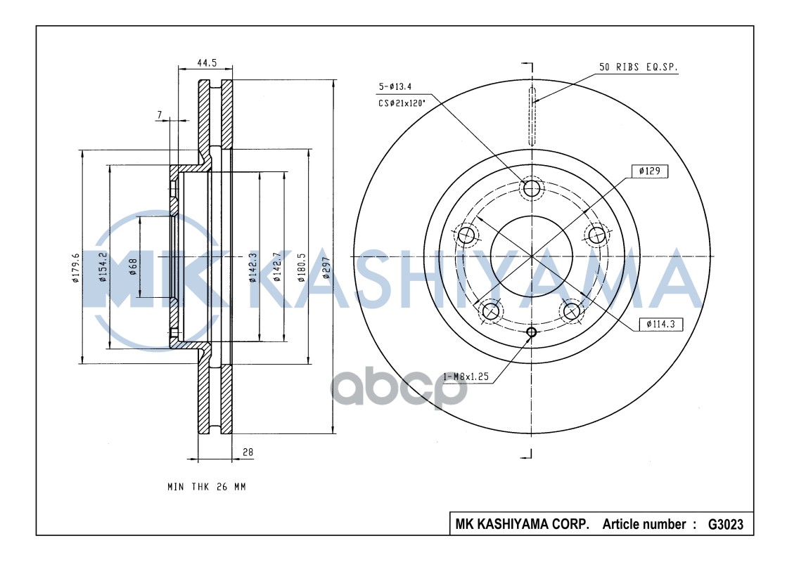 Диск тормозной передний MAZDA 6 /CX-5 G3023 MK KASHIYAMA арт. G3023