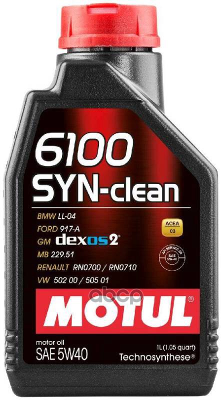 MOTUL Масло моторное 6100 SYN-CLEAN 5W-40 1л (107941) 111691