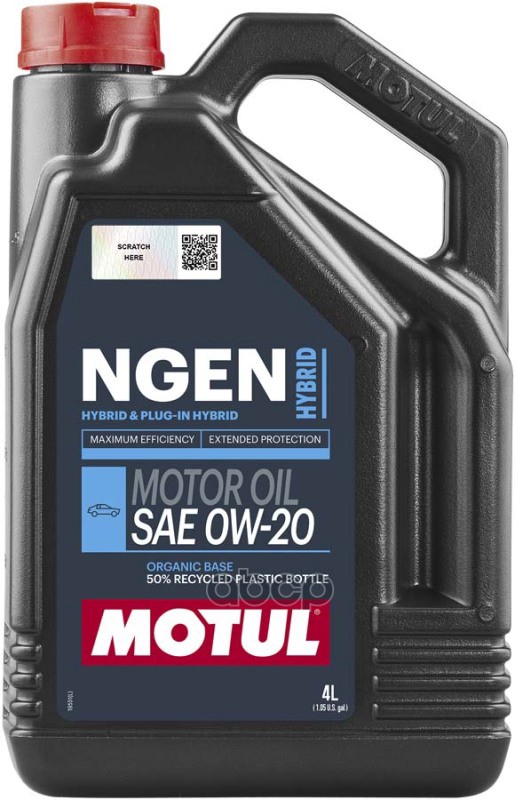 MOTUL Масло моторное синтетика MOTUL NGEN Hybrid 0W-20 4 л.