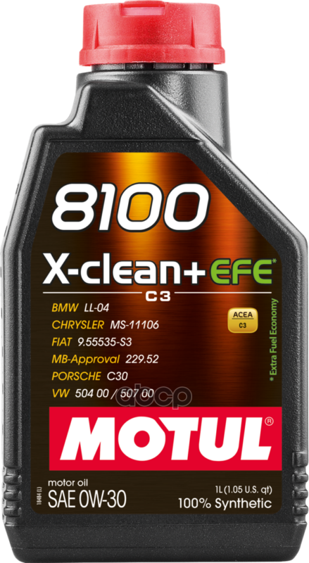 MOTUL Масло моторное Motul 8100 X-clean + EFE 0W-30 синтетическое 1 л 113091