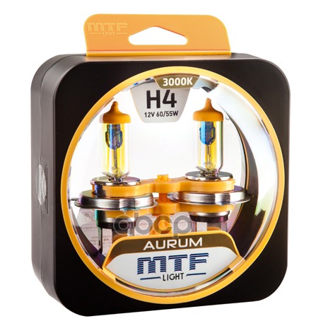 Галогенные Автолампы Серия Aurum H4, 12V, 60/55W, Комплект 2 Шт MTF Light арт. hau1204