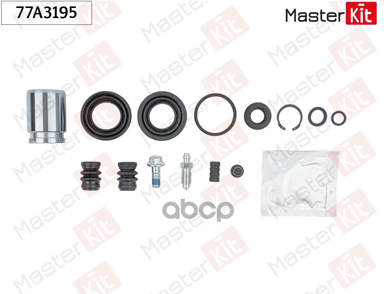 Ремкомплект тормозного суппорта+поршень с механизмом Nissan ALMERA II Hatchback (N16) 2000 - 77A3195 MasterKit арт. 77A3195