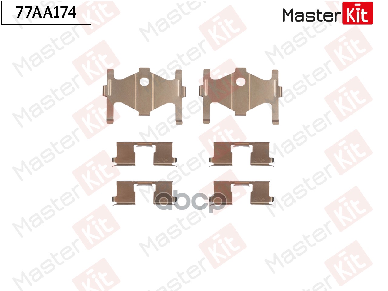 77AA174 Комплект установочный тормозных колодок Nissan SUNNY III (N14) 1990 - 1996 MasterKit арт. 77AA174
