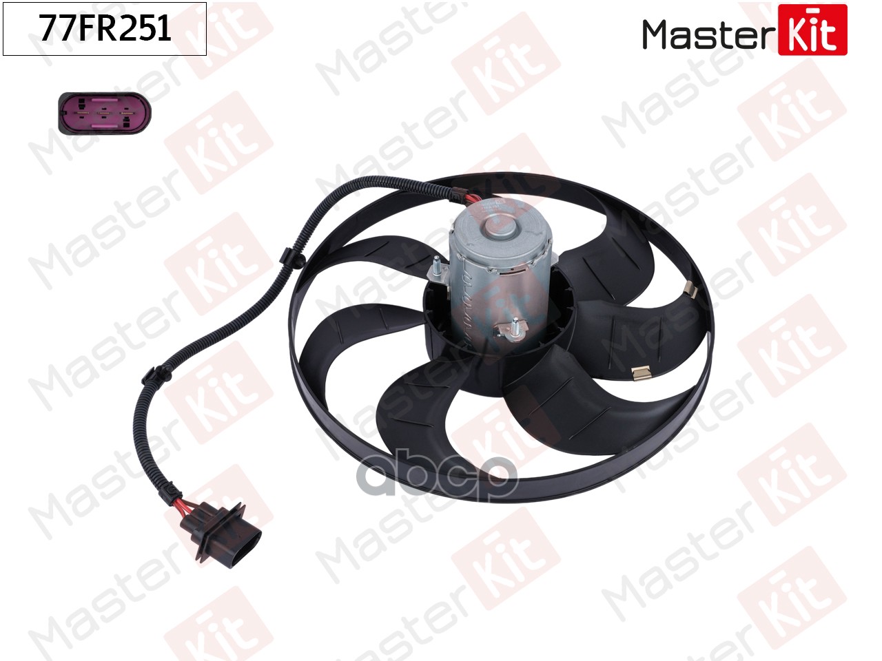 Вентилятор охлаждения радиатора Skoda OCTAVIA II (1Z3)/Volkswagen POLO (9A4, 9A2, 9N2) 2002 MasterKit арт. 77FR251