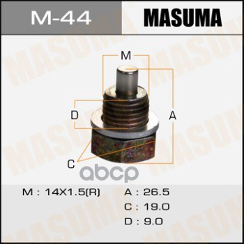 Болт маслосливной С МАГНИТОМ (с шайбой) Mazda 14x1.5 mm MASUMA M-44 Masuma арт. M-44