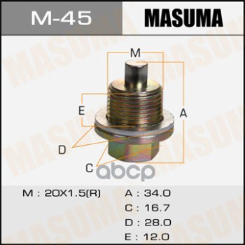 Болт маслосливной С МАГНИТОМ (с шайбой) Honda 20х1.5mm MASUMA M-45 Masuma арт. M-45