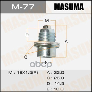 Болт маслосливной A/T С МАГНИТОМ (с шайбой) Honda 18x1.5mm MASUMA M-77 Masuma арт. M-77