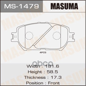 Колодки передние TOYOTA CAMRY MASUMA MS-1479 Masuma арт. MS-1479