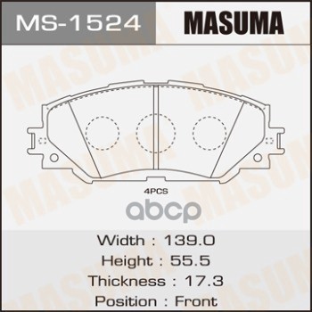 Колодки передние TOYOTA ALLION MASUMA MS-1524 Masuma арт. MS-1524