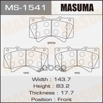 Колодки передние TOYOTA LAND CRUISER MASUMA MS-1541 Masuma арт. MS-1541
