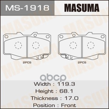 Колодки Тормозные Дисковые Masuma арт. MS1918