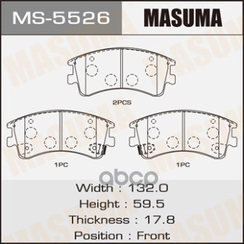 Колодки Тормозные Передние Mazda6 Masuma арт. MS5526