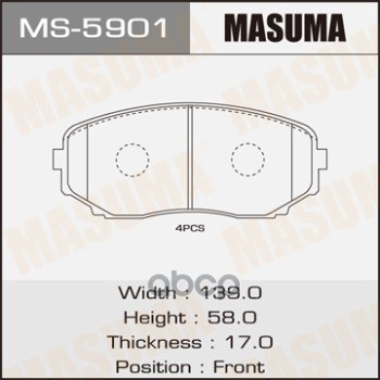 Колодки передние MAZDA CX-7 MASUMA MS-5901 Masuma арт. MS-5901