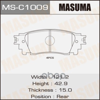 Колодки Задние Toyota Alphard Masuma Ms-C1009 Masuma арт. MS-C1009
