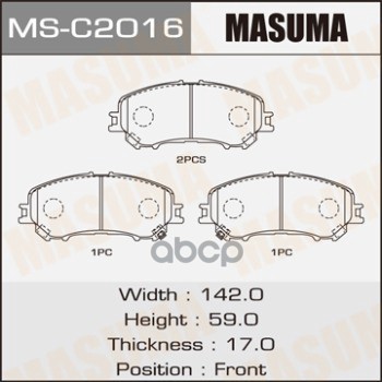 Колодки передние NISSAN QASHQAI MASUMA MS-C2016 Masuma арт. MS-C2016