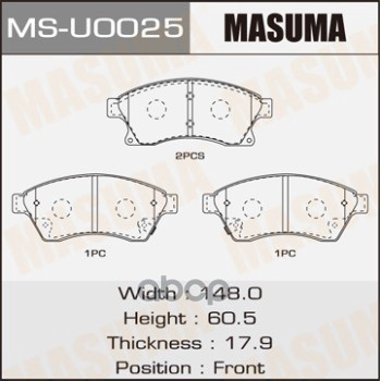 Колодки Тормозные Masuma арт. MSU0025