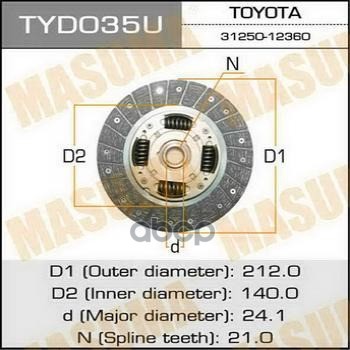 Диск сцепления TOYOTA CALDINA MASUMA TYD035 Masuma арт. TYD035