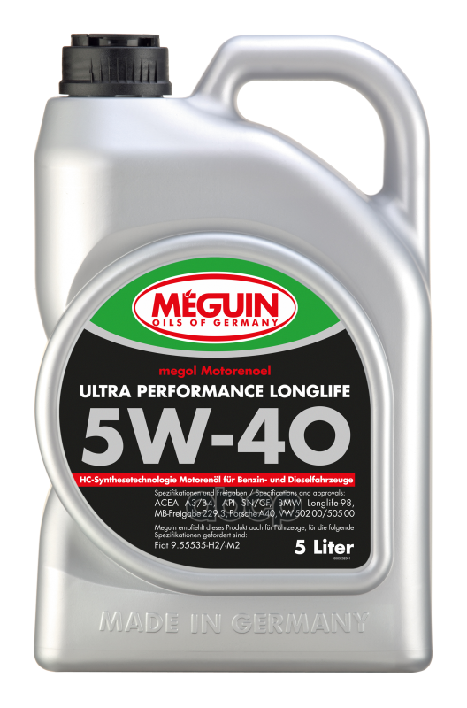 Meguin 5W-40 5L 6328 Megol Motorenoel Ultra Performance Longlife Cf/Sn B4/A3 Нс-Синт. Мот.масло