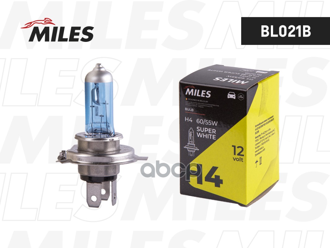 Лампа H4 12V 60/55W P43t-38 SUPER WHITE Miles арт. bl021b